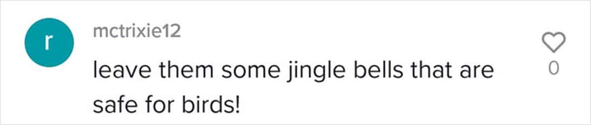 comment asking them to leave jingle bells safe for birds